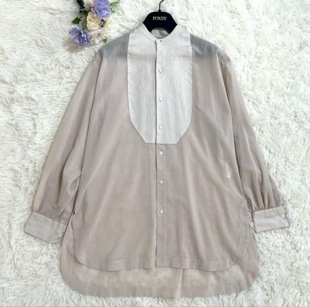 HYKE ハイク　ベージュ　リネン　麻　シャツ　ブラウス　M