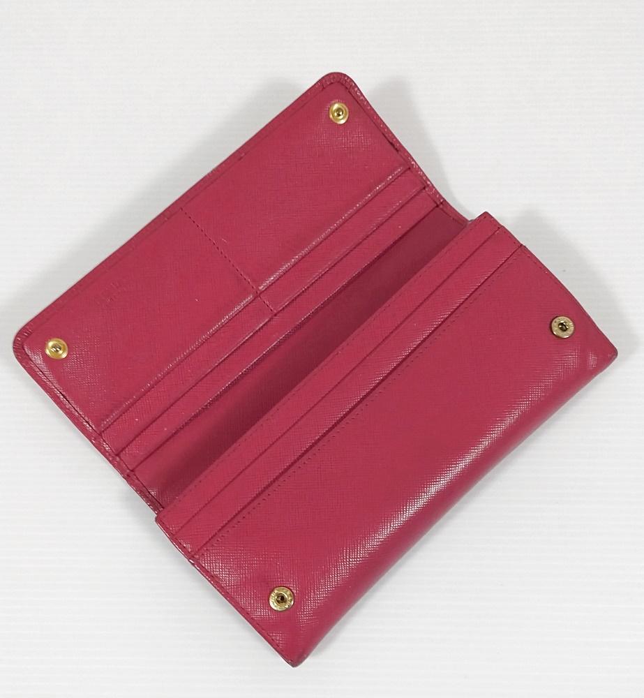 PRADA✨フィオッコ　長財布　サフィアーノ　リボン　ローズレッド　レディース PRADA プラダ ラウンドファスナー長財布 リボン ローズピンク