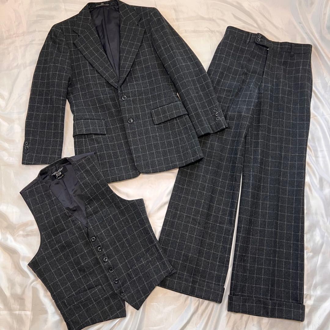 JUN LINETUBE スリーピース スーツセットアップ 格子柄 Mサイズ