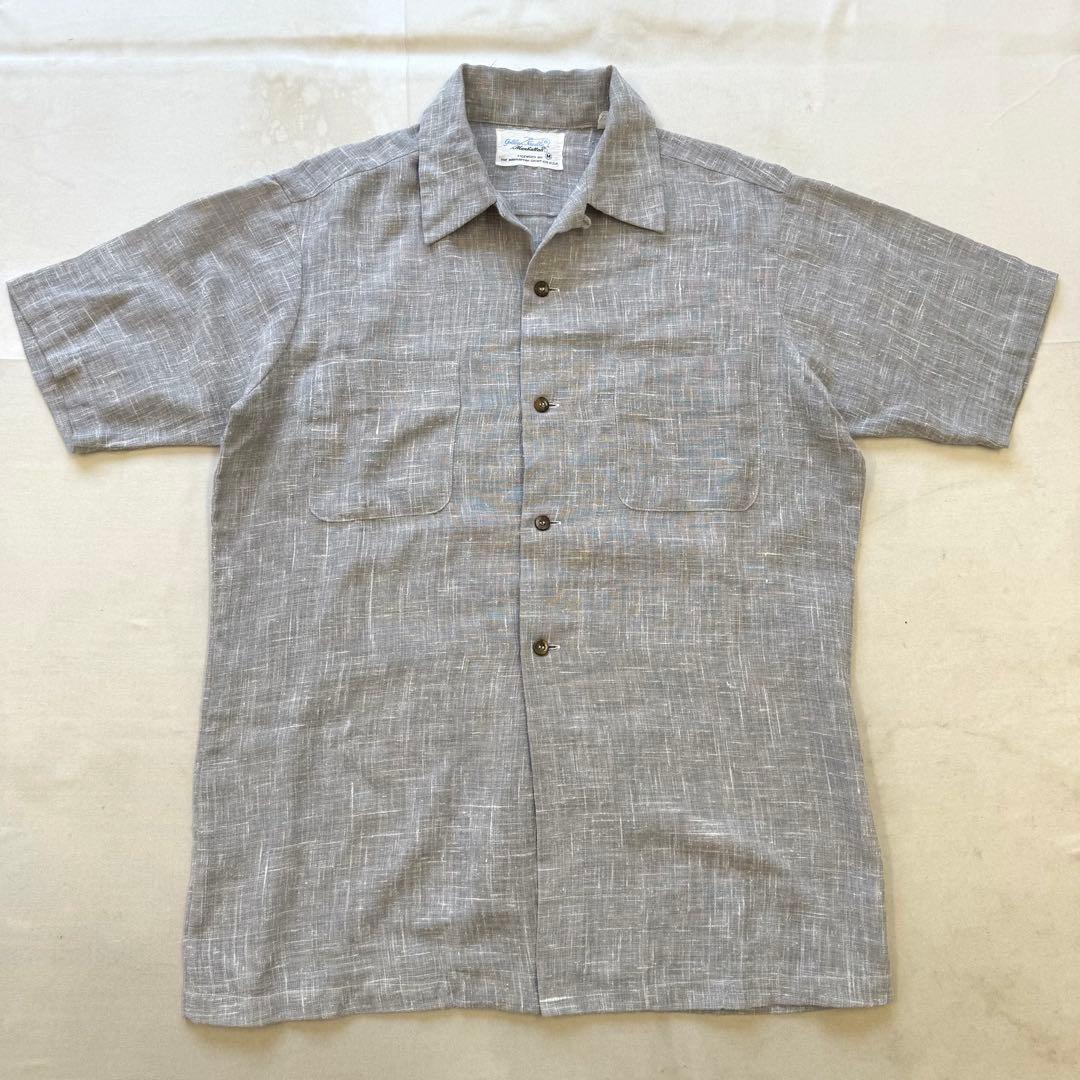 60s ヴィンテージ　オープンカラー　シャツ　開襟　カスリ 50s 60s 開襟 絣San Marco コットンシャツ オンブレ 60\u0027s Vintage