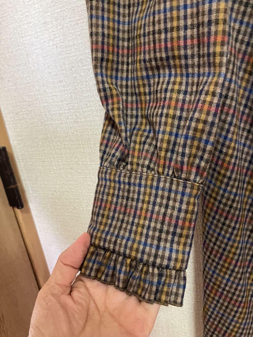 トップブランドのファッション tara jarmon 38 茶系チェック ウール混 ワンピース タラジャーモン ワンピース