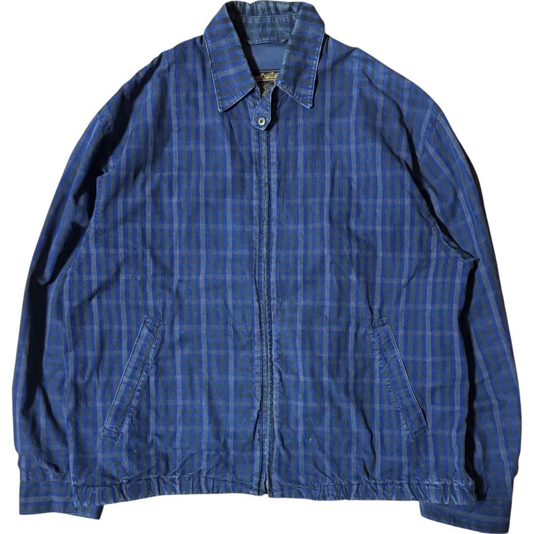 雰囲気系 Eddie Bauer 80s USA制 インディゴ チェックブルゾン