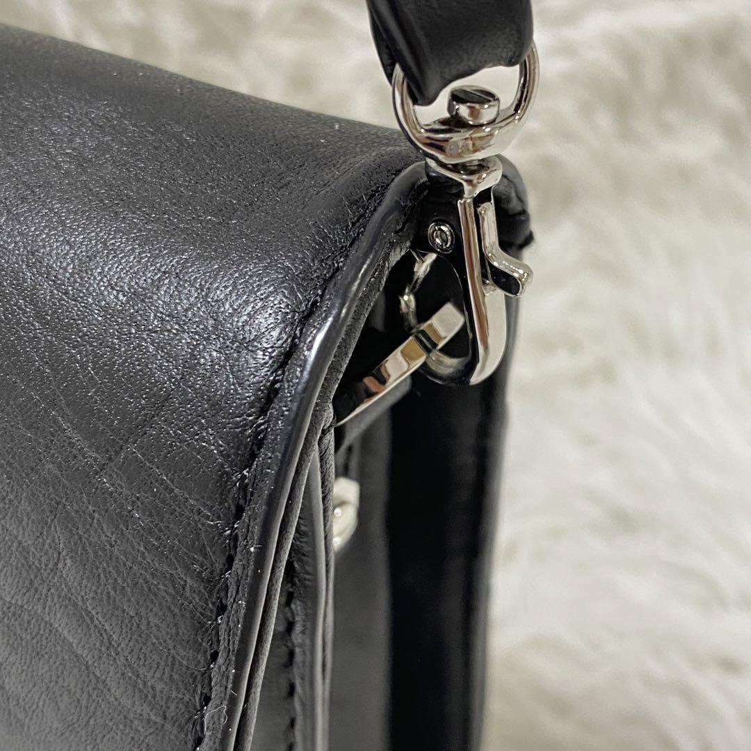 保存袋付 DIESEL ブラック 2way レザー ハンドバッグ クラッチ