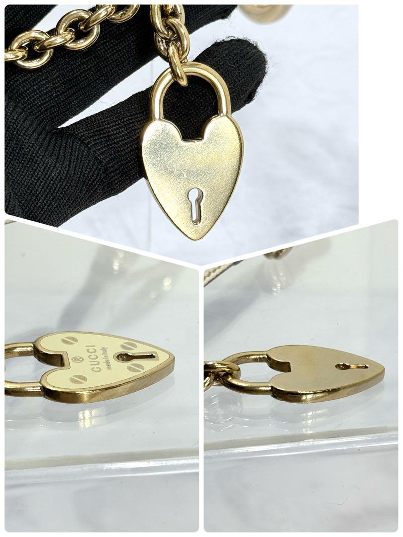 希少 GUCCI グッチ ハートカデナ ハートロック チェーン　レザーベルト美品 希少 GUCCI グッチ ハートカデナ ハートロック チェーン レザー