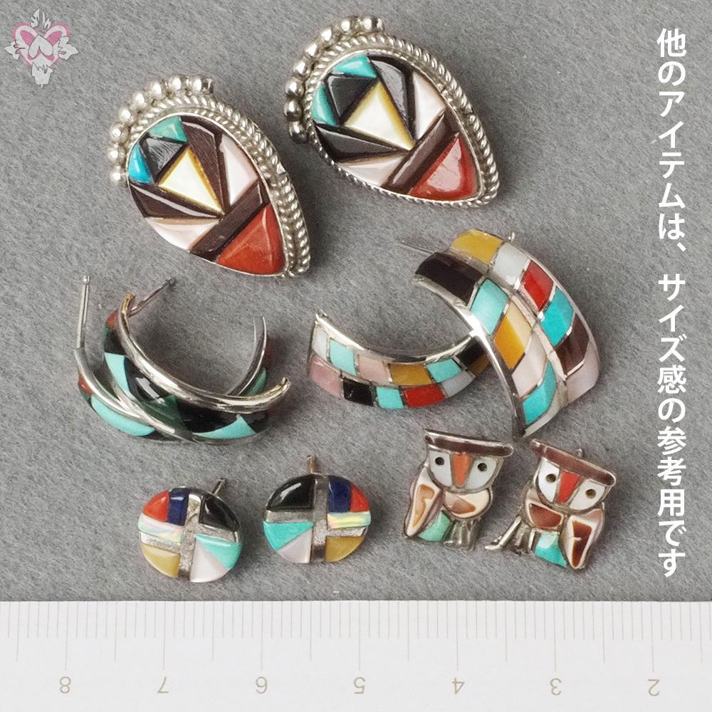 3.5cm ターコイズ シルバー インディアンジュエリー フープ 天然石 ピアス
