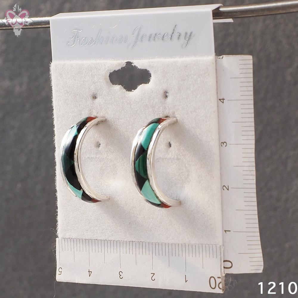 3.5cm ターコイズ シルバー インディアンジュエリー フープ 天然石 ピアス