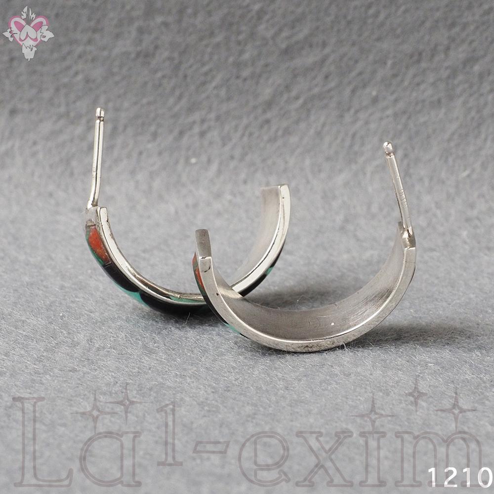 3.5cm ターコイズ シルバー インディアンジュエリー フープ 天然石 ピアス