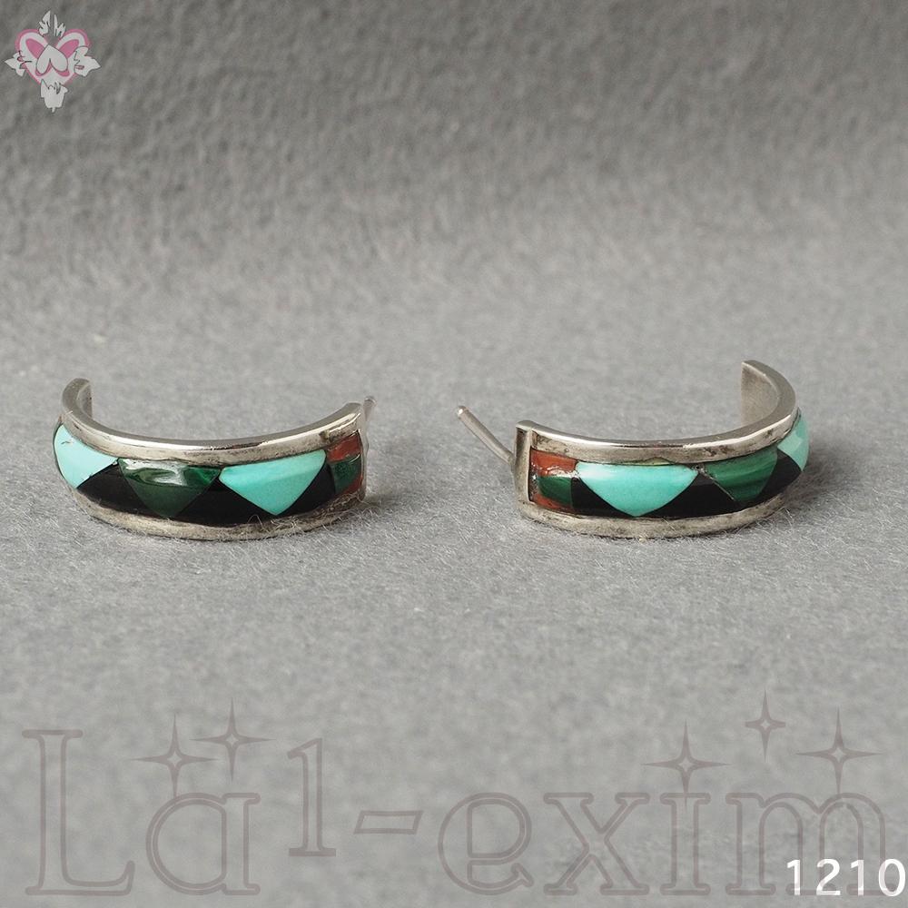 3.5cm ターコイズ シルバー インディアンジュエリー フープ 天然石 ピアス