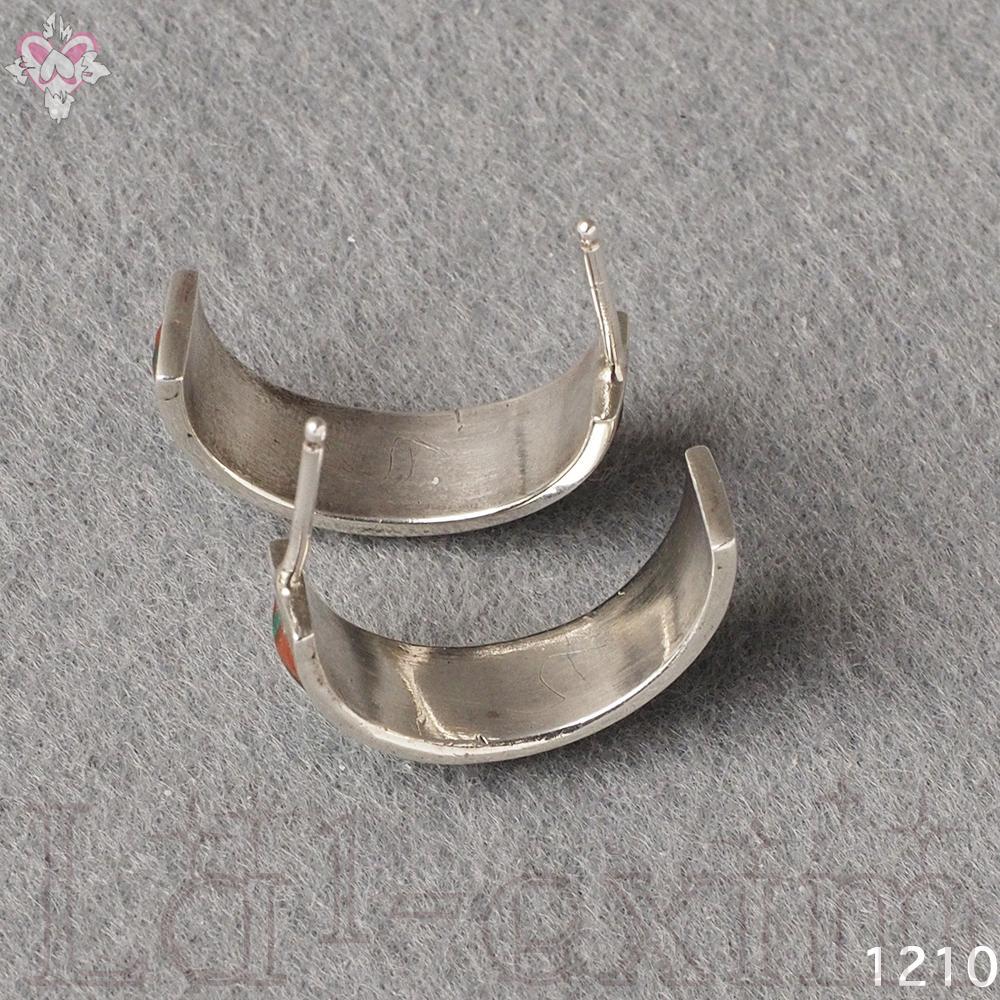3.5cm ターコイズ シルバー インディアンジュエリー フープ 天然石 ピアス