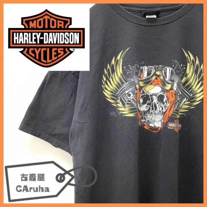 ハーレーダビッドソン メキシコ製 半袖Tシャツ スカルウィング ピストン XL