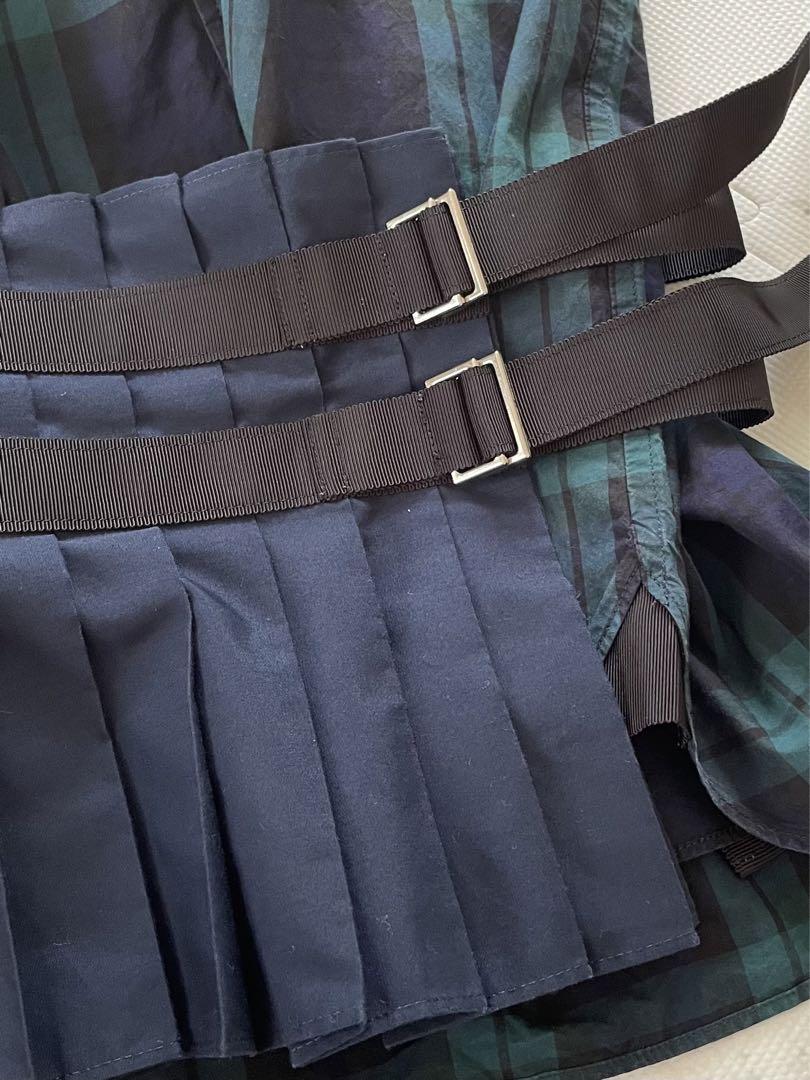 【sacai】プリーツ巻きスカート ドッキング切替チェックシャツ sacai】プリーツ巻きスカート ドッキング切替チェックシャツ