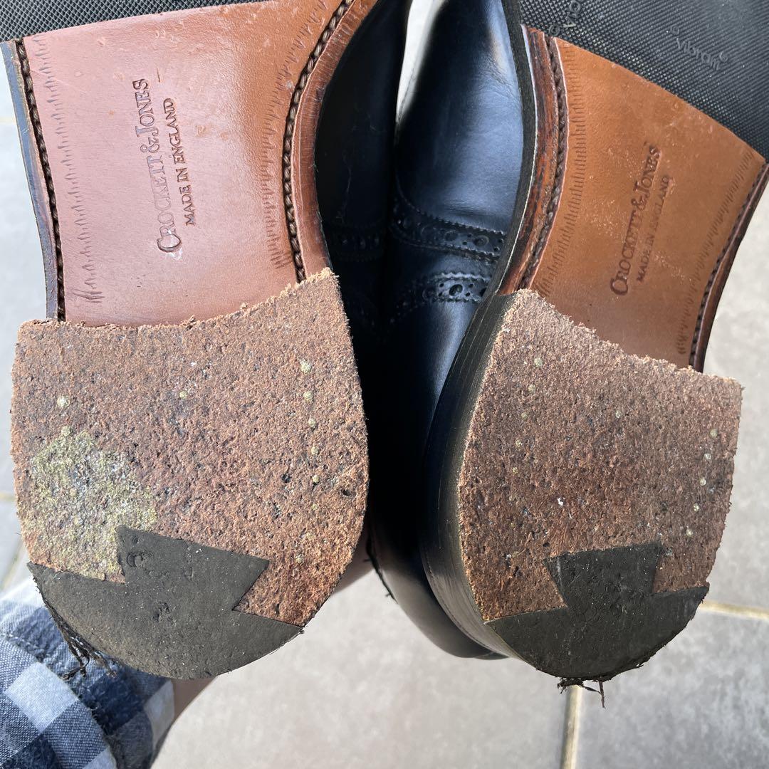 Crockett & Jones ブラック ウィングチップシューズ　7E