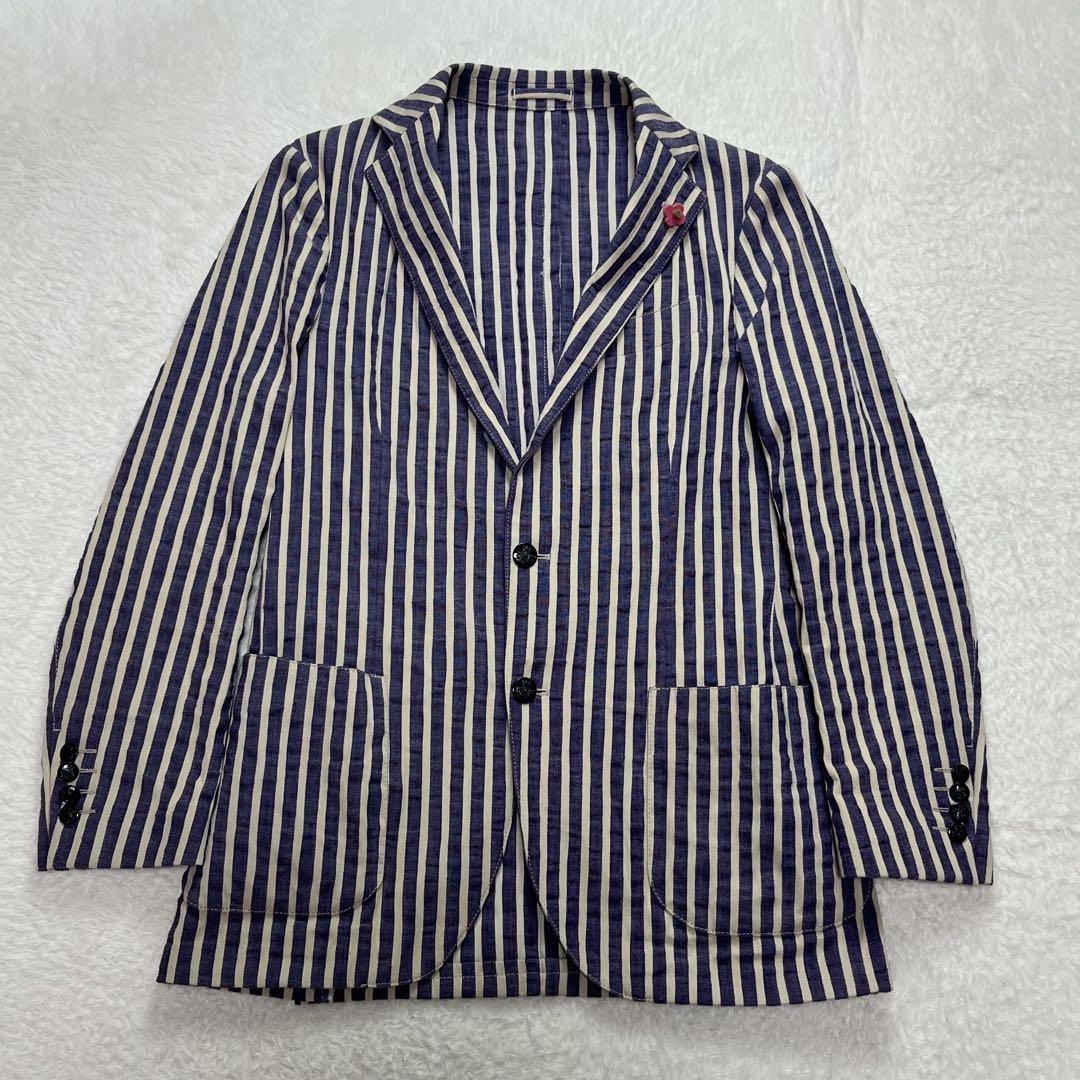 ラルディーニ　LARDINI ジャケット　ストライプ　ブートニエール