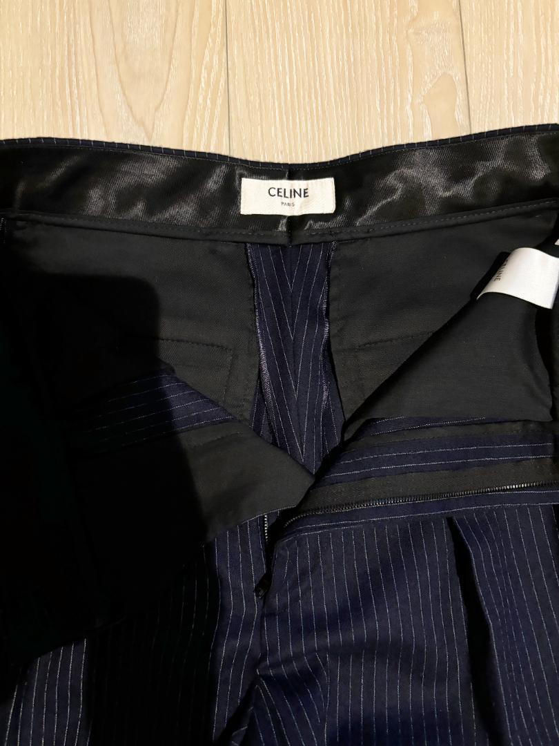 19AW セリーヌCELINE ストライプスラックス44 ネイビー エディ期 19AW セリーヌCELINE ストライプスラックス44 ネイビー エディ期
