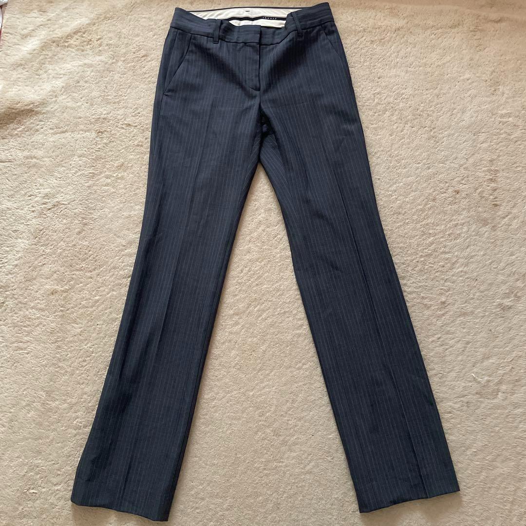 極美品 theory セオリー ストライプ柄 パンツスーツ グレー セット S