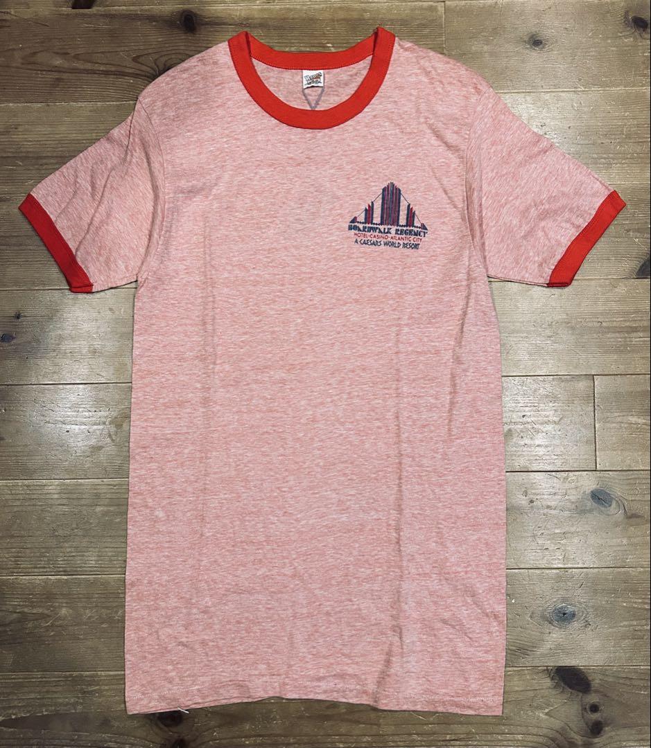 Tシャツ 古着 70s Hanes ヘインズ L 企業 リンガーT 赤 極美品
