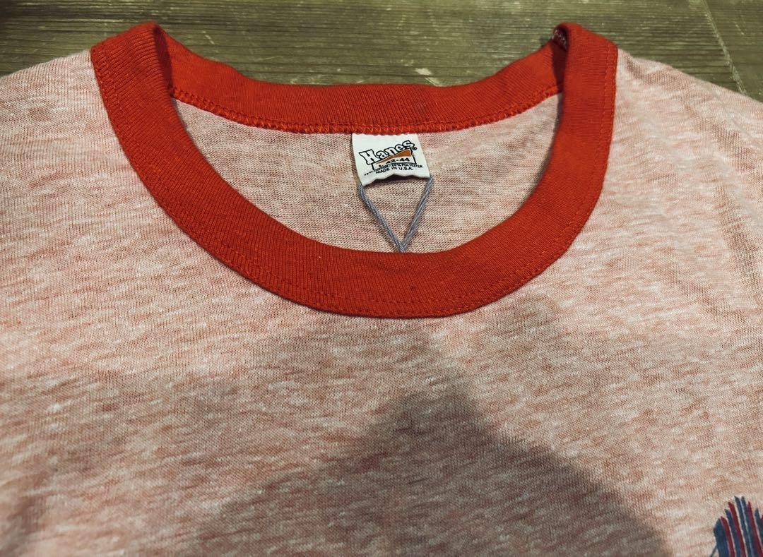 Tシャツ 古着 70s Hanes ヘインズ L 企業 リンガーT 赤 極美品