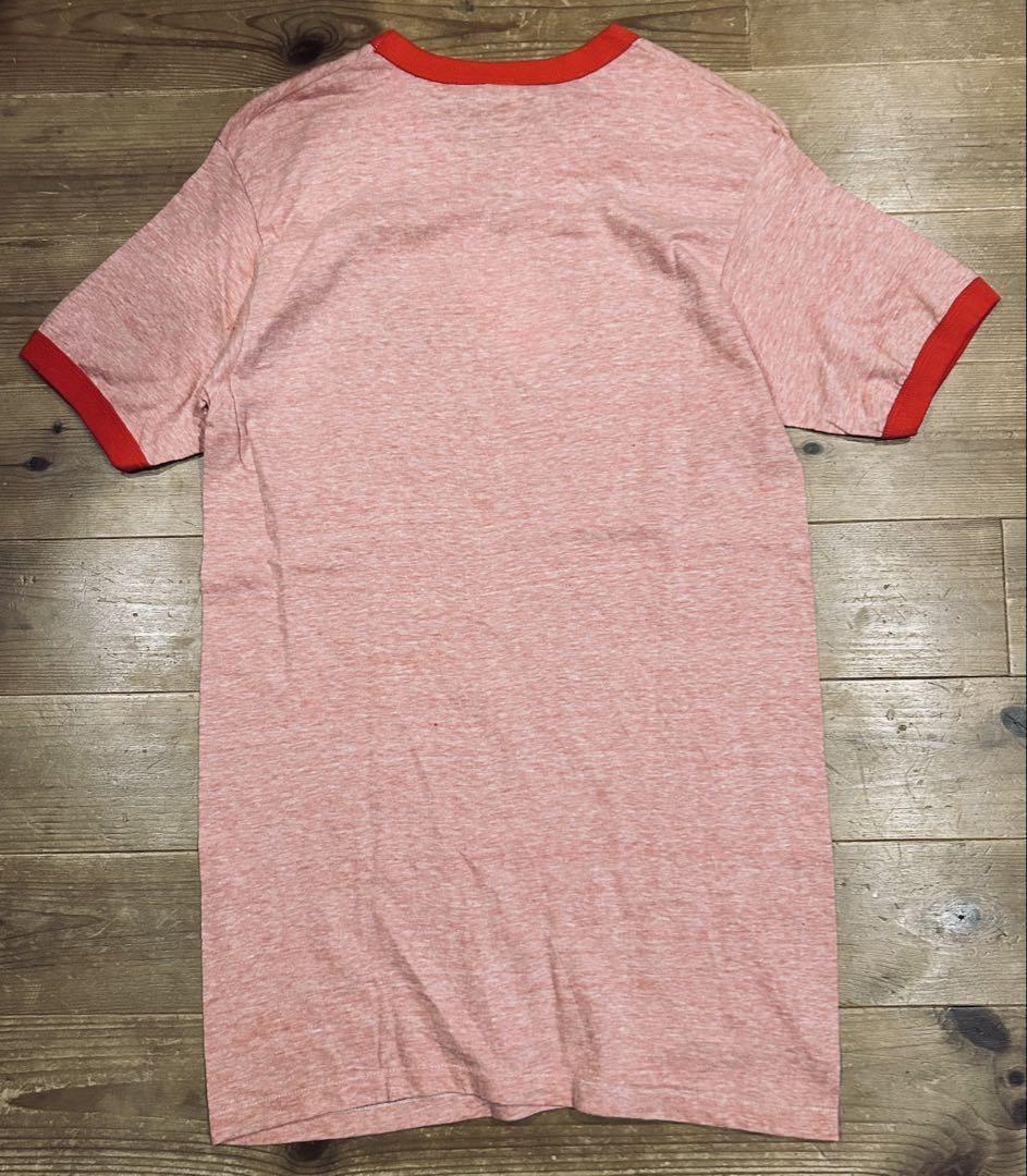 Tシャツ 古着 70s Hanes ヘインズ L 企業 リンガーT 赤 極美品