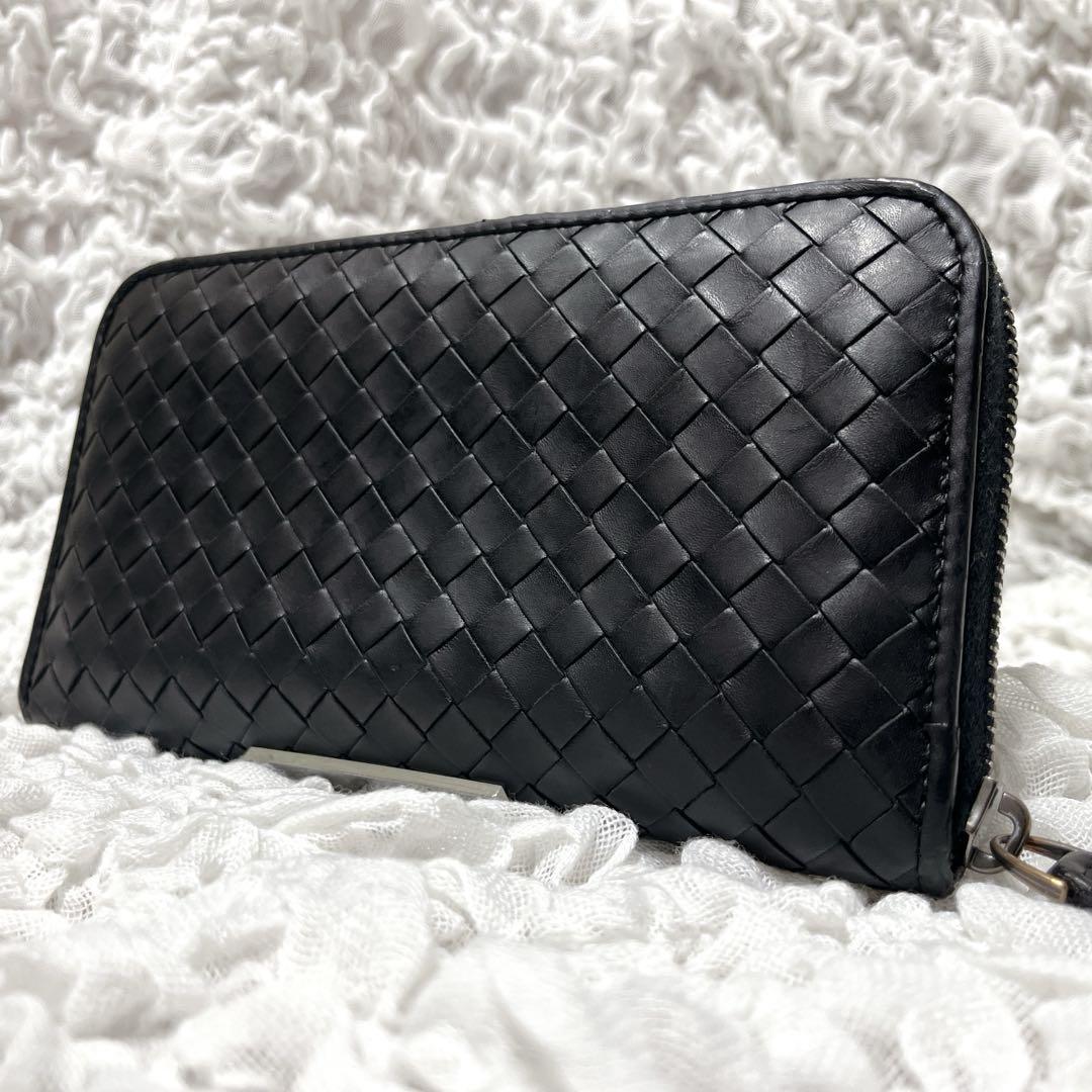 ボッテガヴェネタ　長財布　ラッドジップ　イントレチャート ブラック