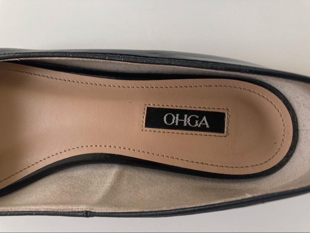 OHGA ブラックフラットシューズ