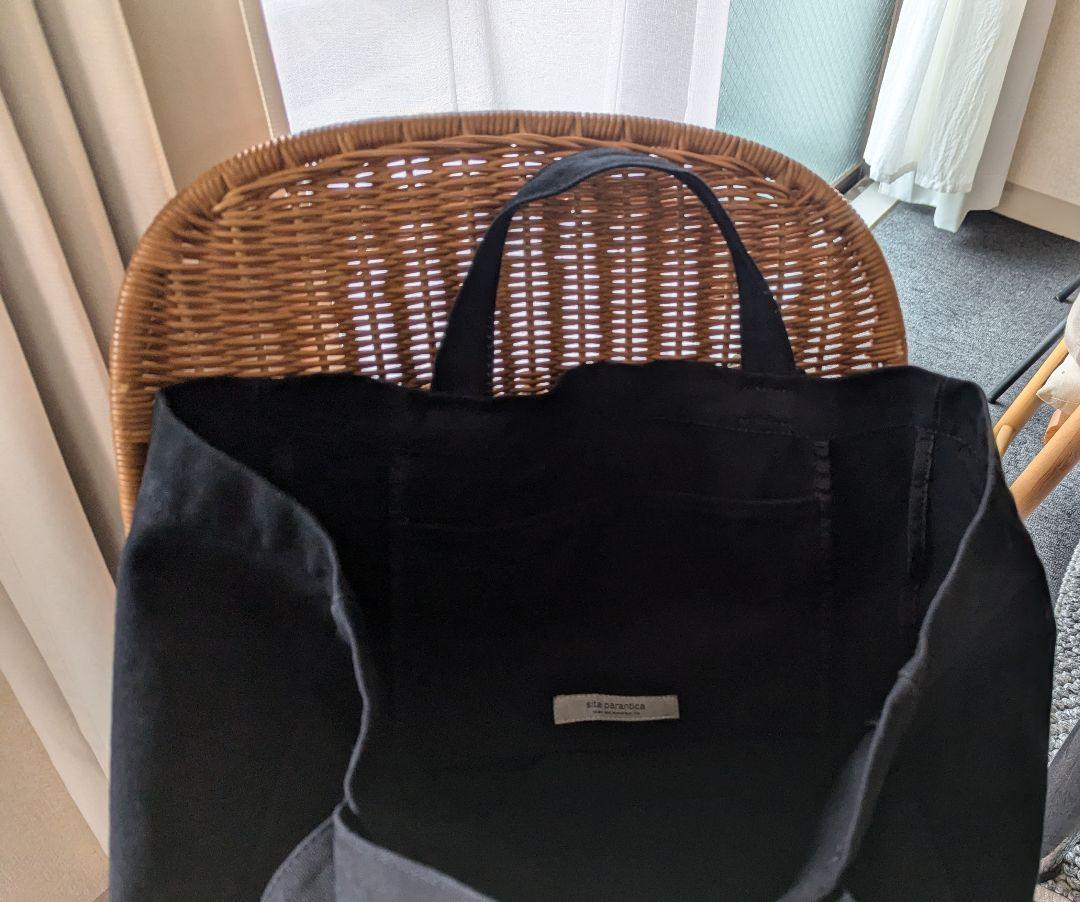 店内商品がすべてレジにて半額！！ SITAPARANTICA 展示のみ 後染めキャンバストート ブラック 2Way バッグ