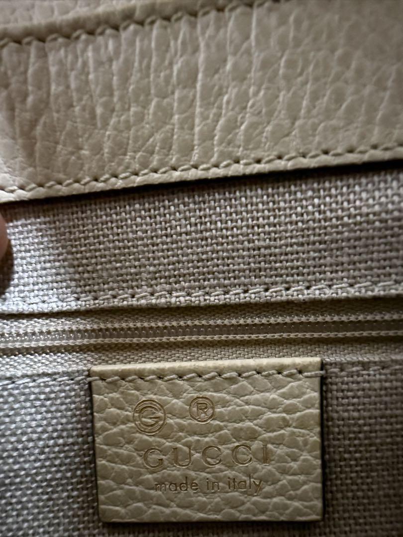 GUCCI インターロッキングGG ホワイトレザー ショルダーバッグ