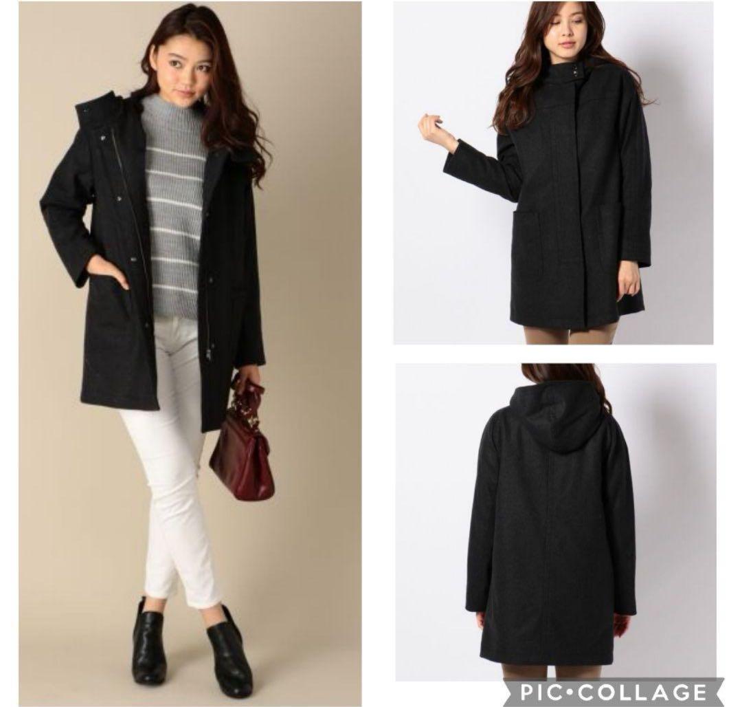 未使用級✨23区　ダウンライナー付きフェルトコート　カシミヤ混　チャコール　32