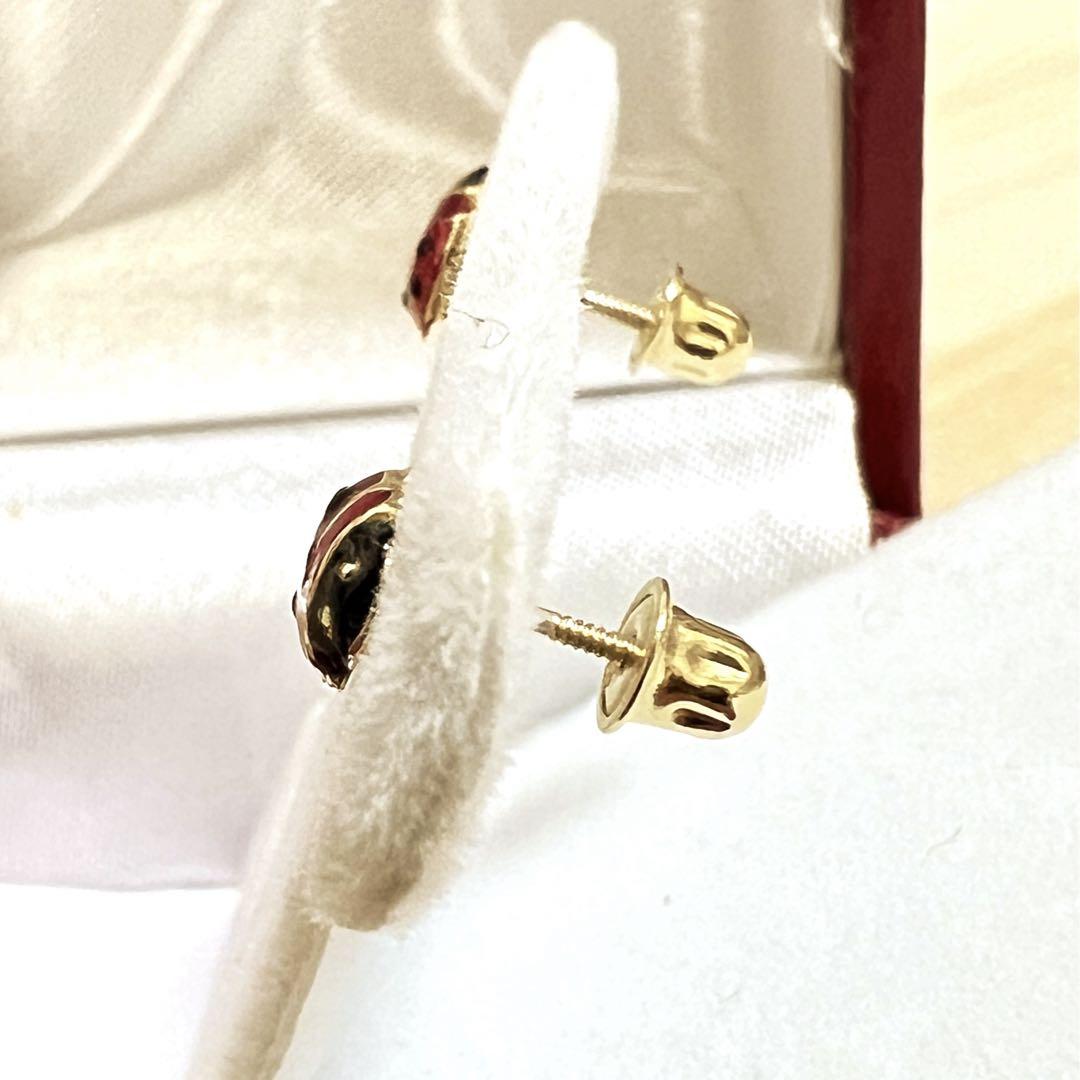 レア❣️K14 エナメル てんとう虫 ピアス 585 TiLO JEWELRY