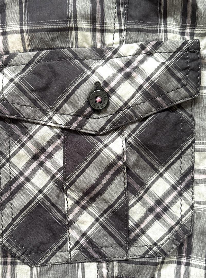 BURBERY BLACK LABEL長袖チェックシャツ グレーと白とピンク