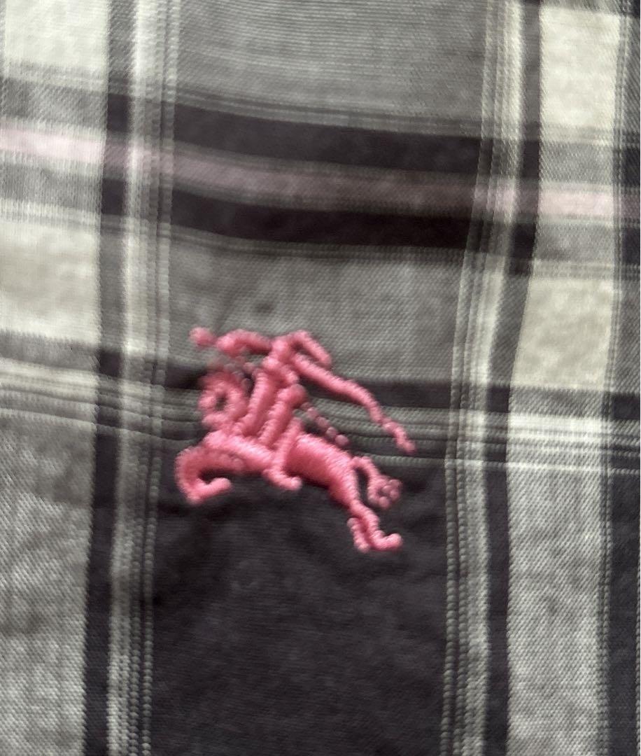 BURBERY BLACK LABEL長袖チェックシャツ グレーと白とピンク