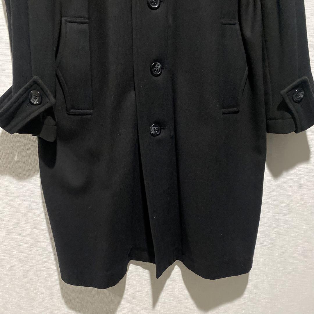 着画あり!! モード used 古着 ノーカラーウールロングコート