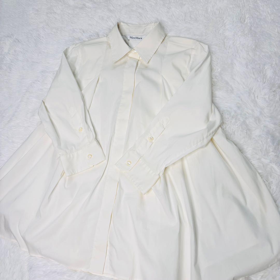 Max Mara マックスマーラ 白タグ 比翼 シャツ ブラウス ペプラム　42