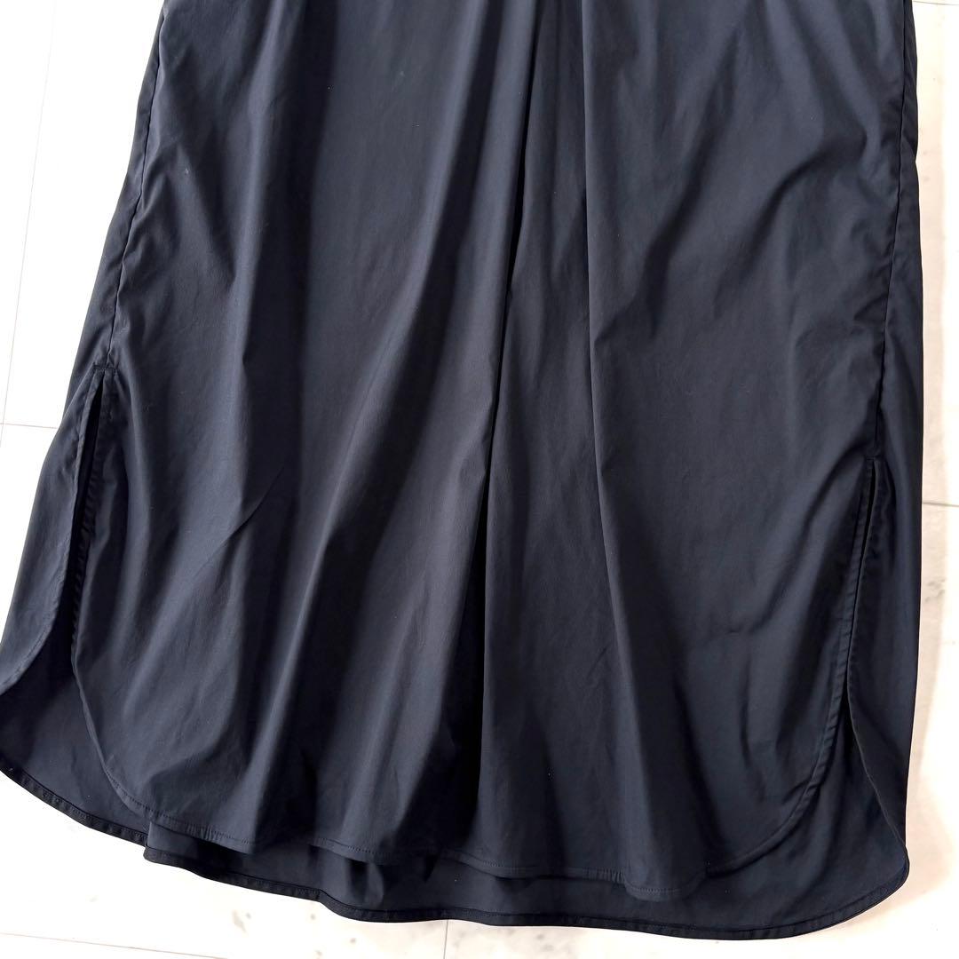 TICCA ティッカ 洗える バンドカラー ハーフボタンシャツワンピース 黒 TICCA ティッカ 洗える バンドカラー ハーフボタンシャツワンピース 黒