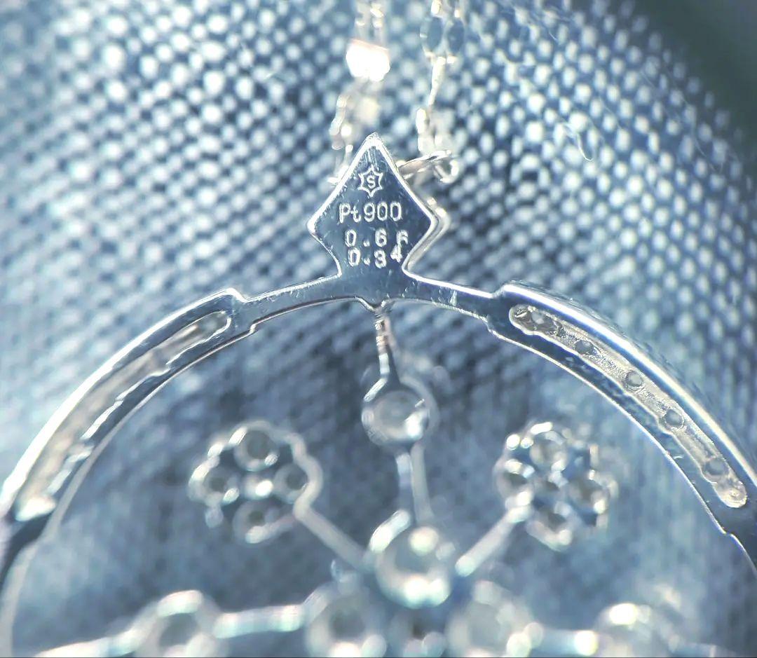 PT900 0.66ct/0.34ctプラチナダイヤ ロングネックレスペンダント 画像4