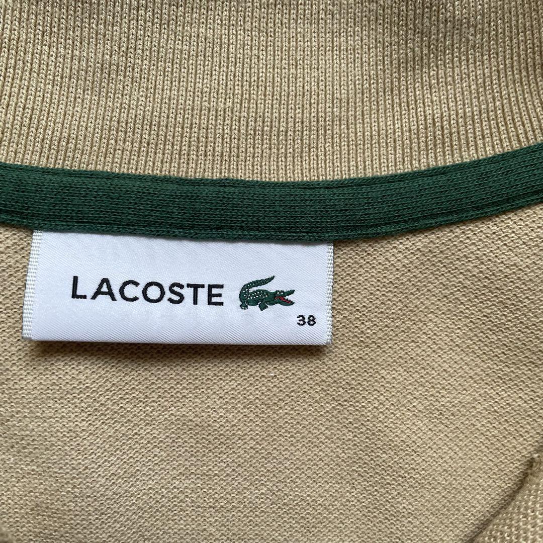 LACOSTE ドルマンスリーブスキッパーネックポロシャツ　ベージュ　38