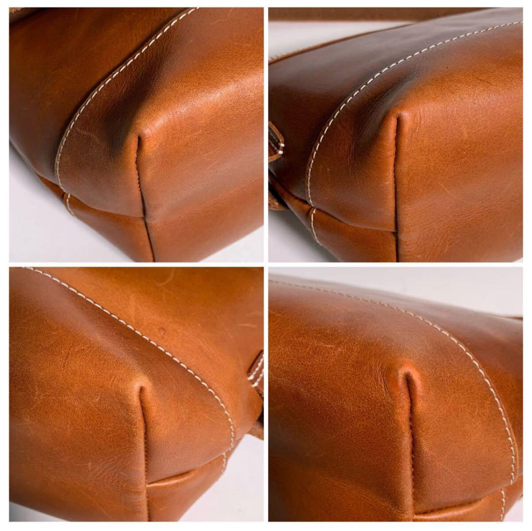 マノフェス 一枚革 レザー ショルダーバッグ フラップ付き