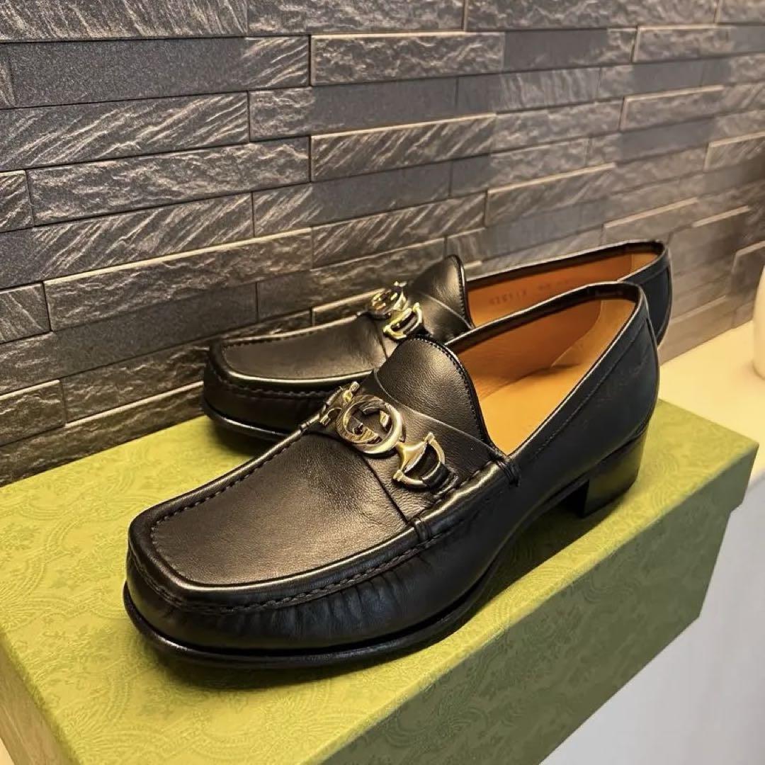 GUCCI ブラック レザー ビットローファー　6ハーフ