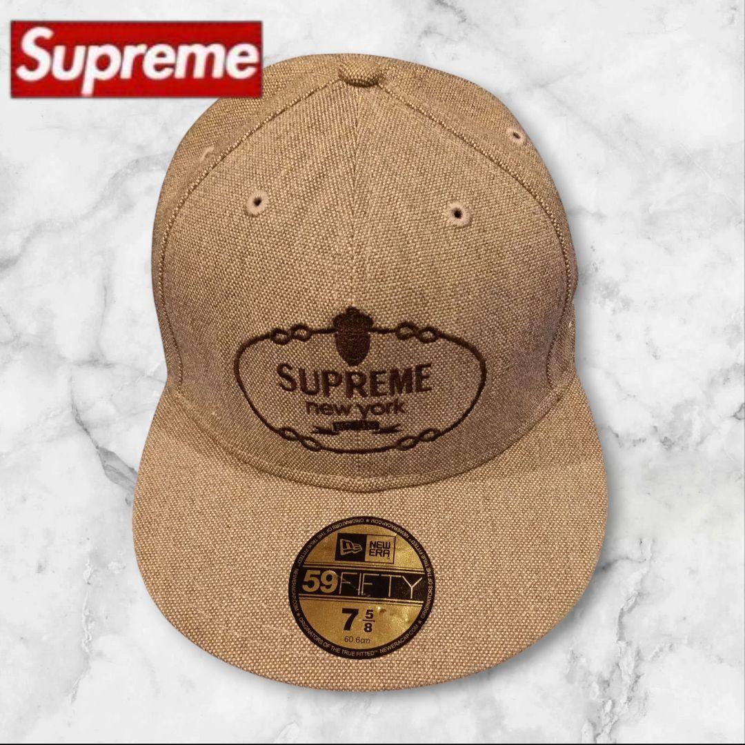 SUPREME 59FIFTY グレーキャップ 7 5/8 レア ロゴ