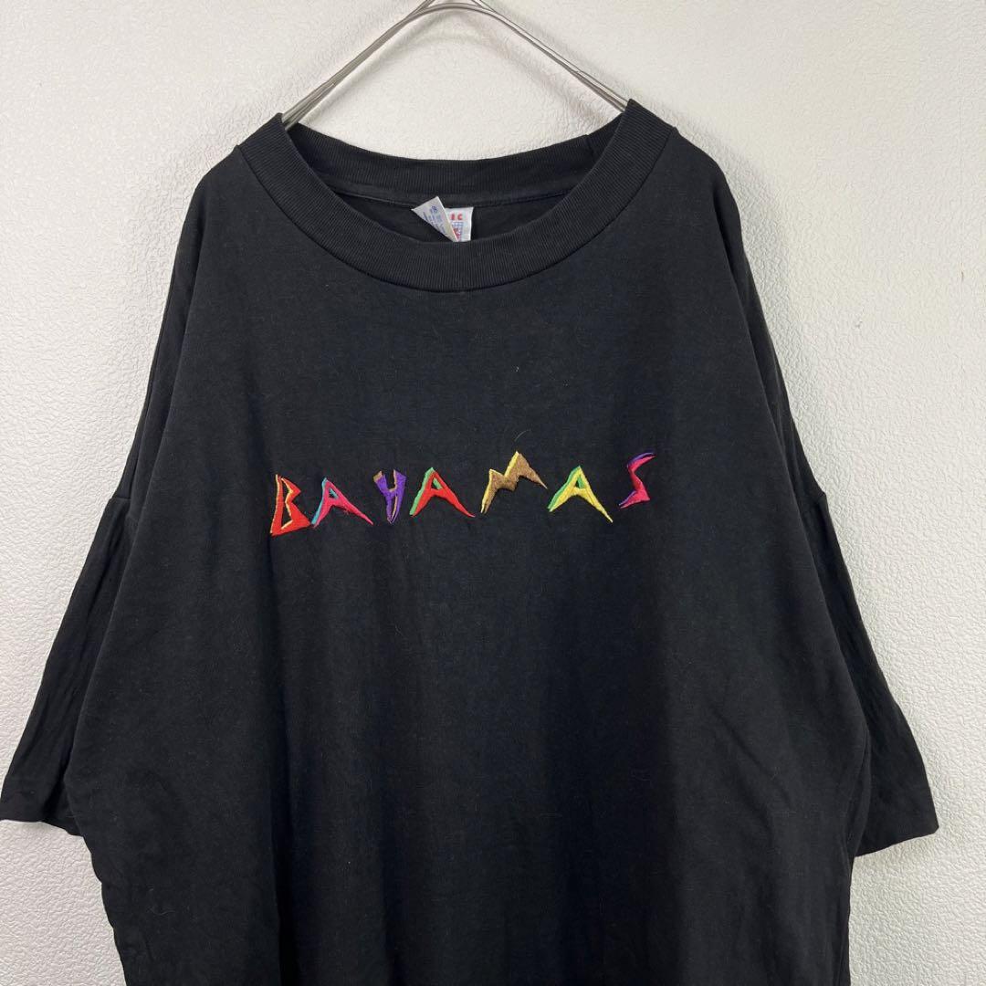 USA製 90s bahama シングルステッチ Tシャツ 刺繍 黒