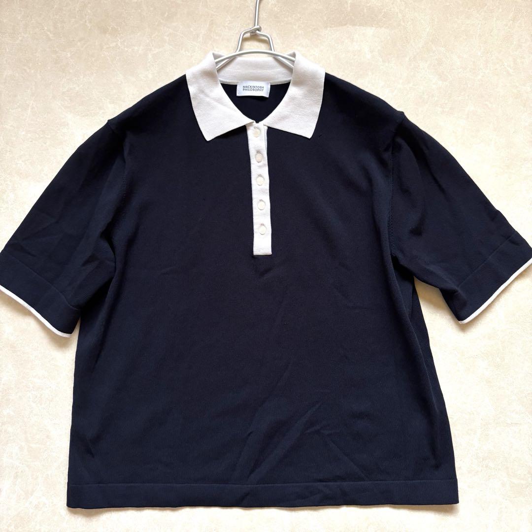 【美品】MACKINTOSH PHILOSOPHY バイカラー　ニットポロ