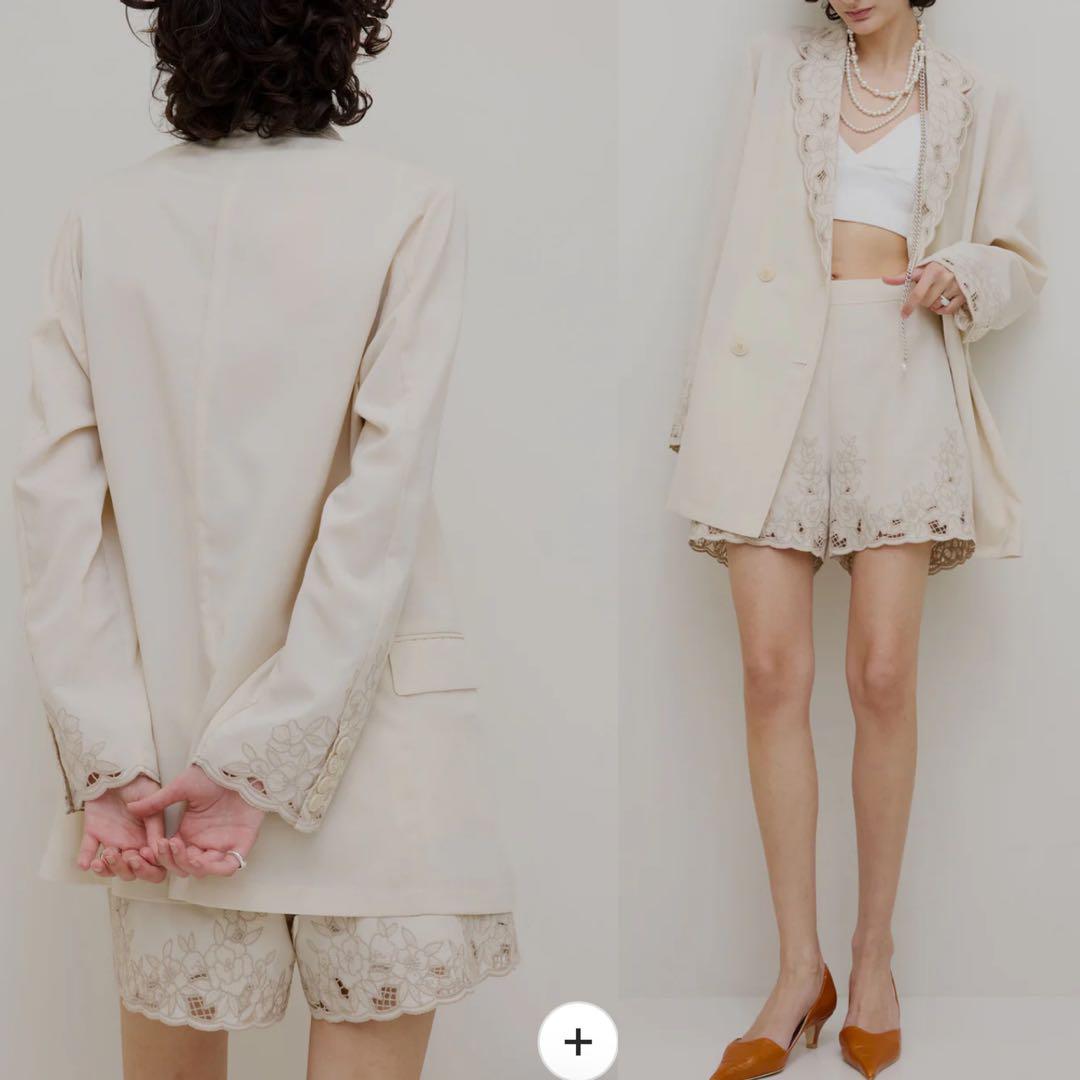 Ameri MEDI LACE EMBROIDERY COLLAR JACKET