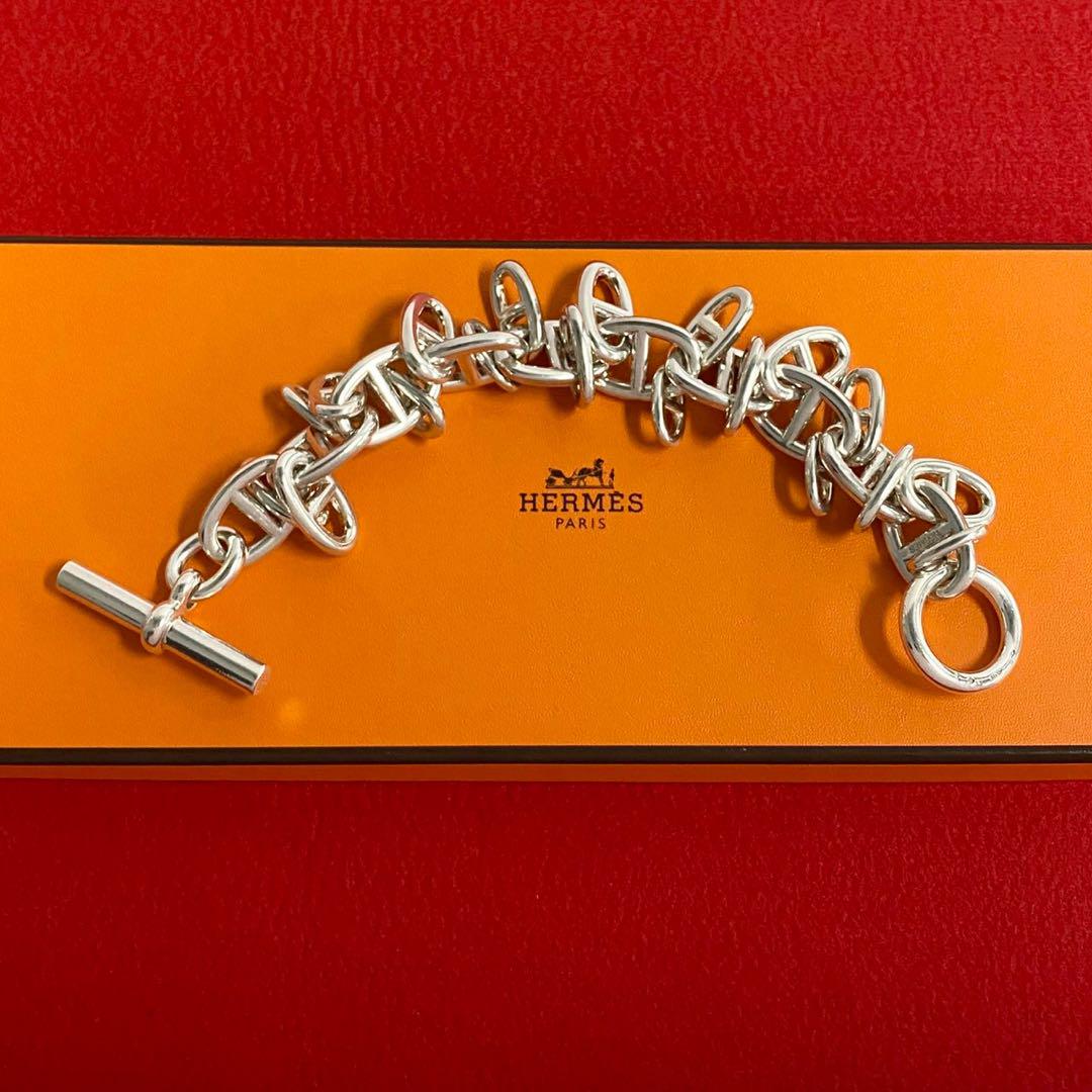 極 美品 エルメス タンタマール シルバー 925 チェーン ブレスレット
