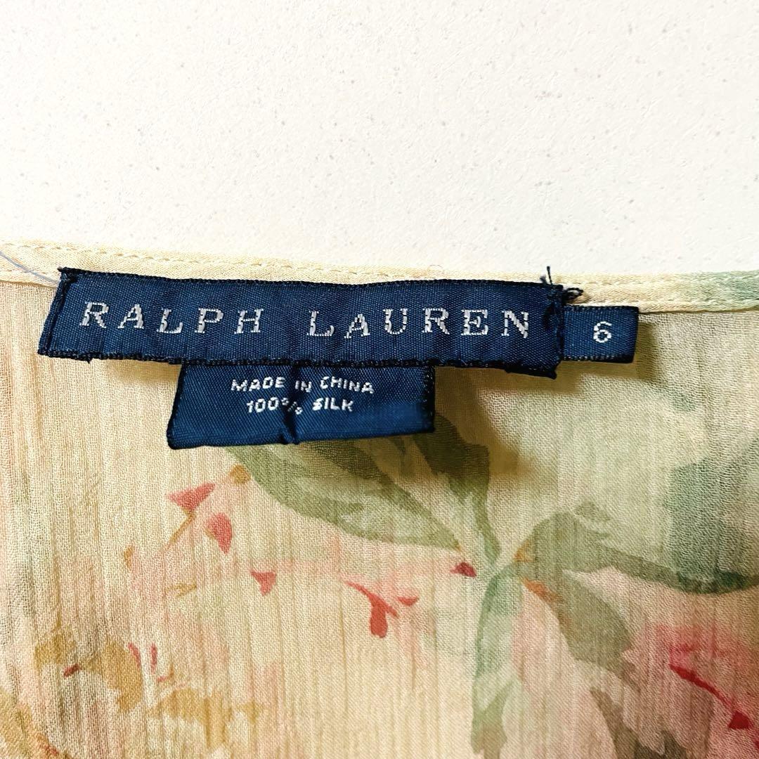 希少✨ ラルフローレン シルク 半袖シャツ ブラウス ボウタイ 花柄 ギャザー 希少✨ ラルフローレン シルク 半袖シャツ ブラウス ボウタイ 花
