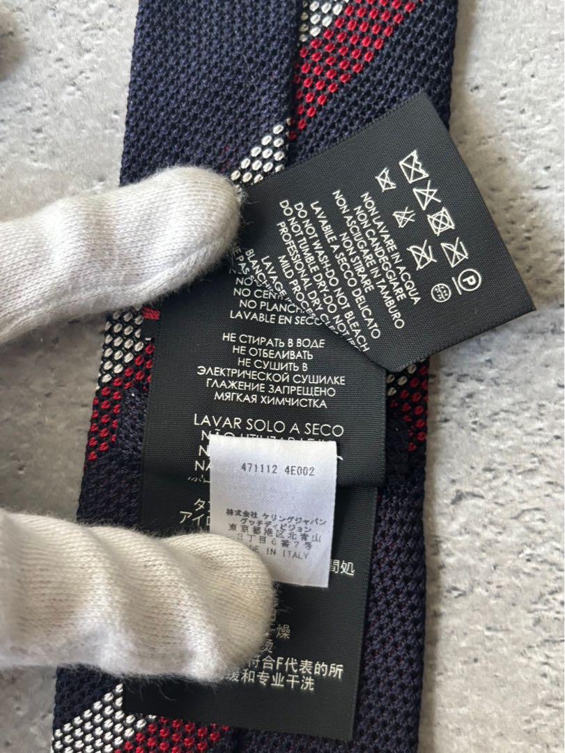 グッチ GUCCI　バラ刺繍ストライプネクタイ