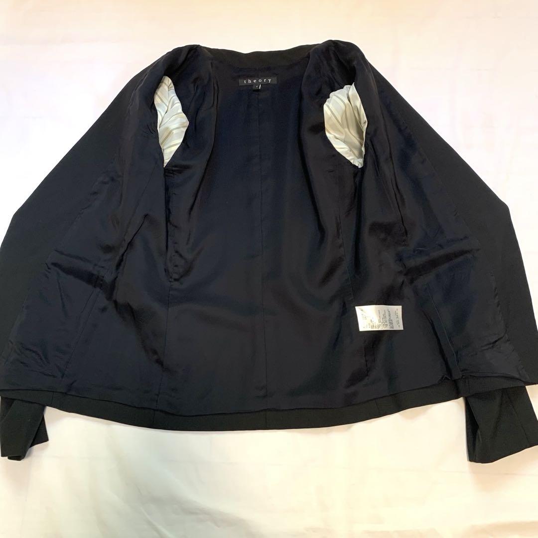 【美品】セオリー ノーカラージャケット TAILOR LANAI ブラック M