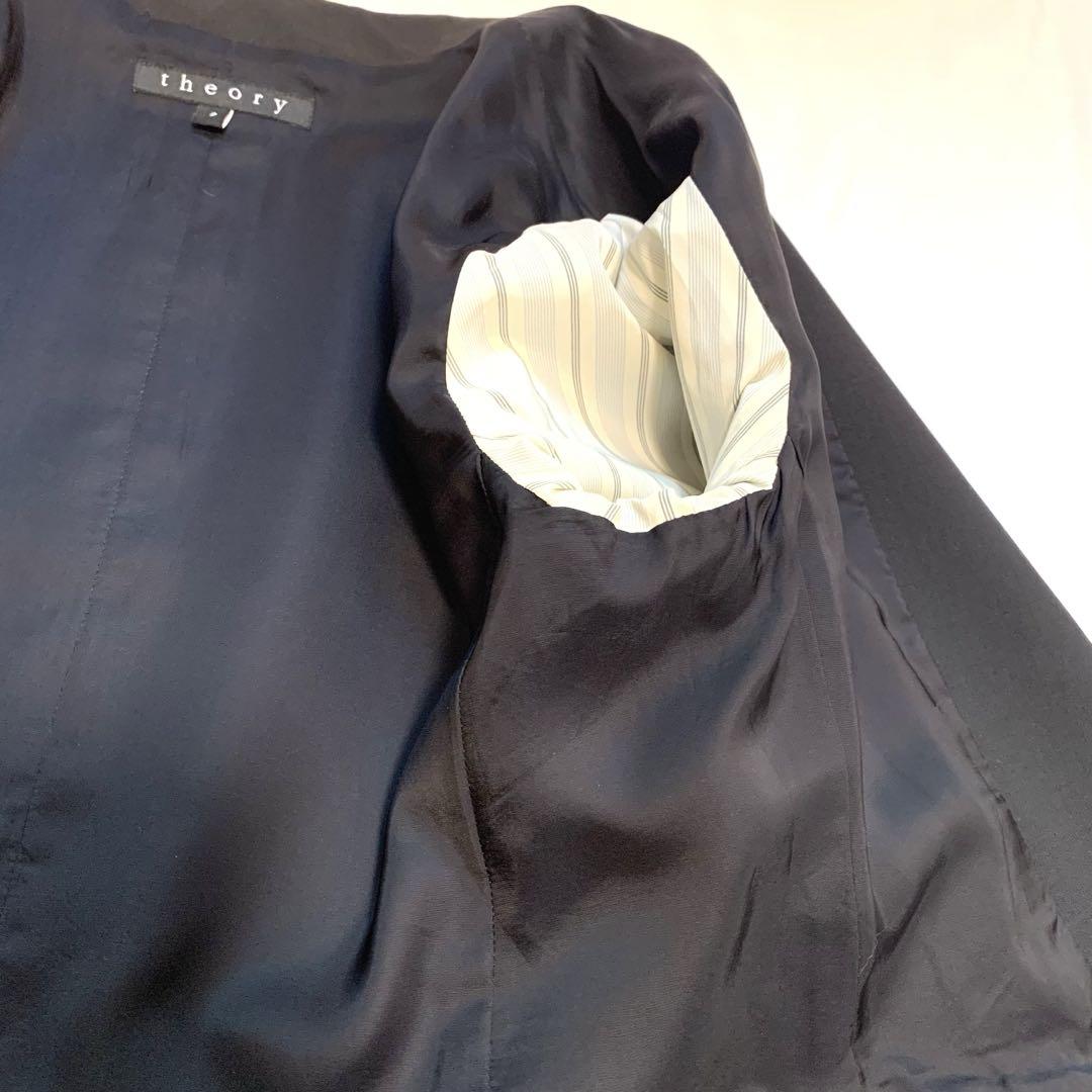 【美品】セオリー ノーカラージャケット TAILOR LANAI ブラック M