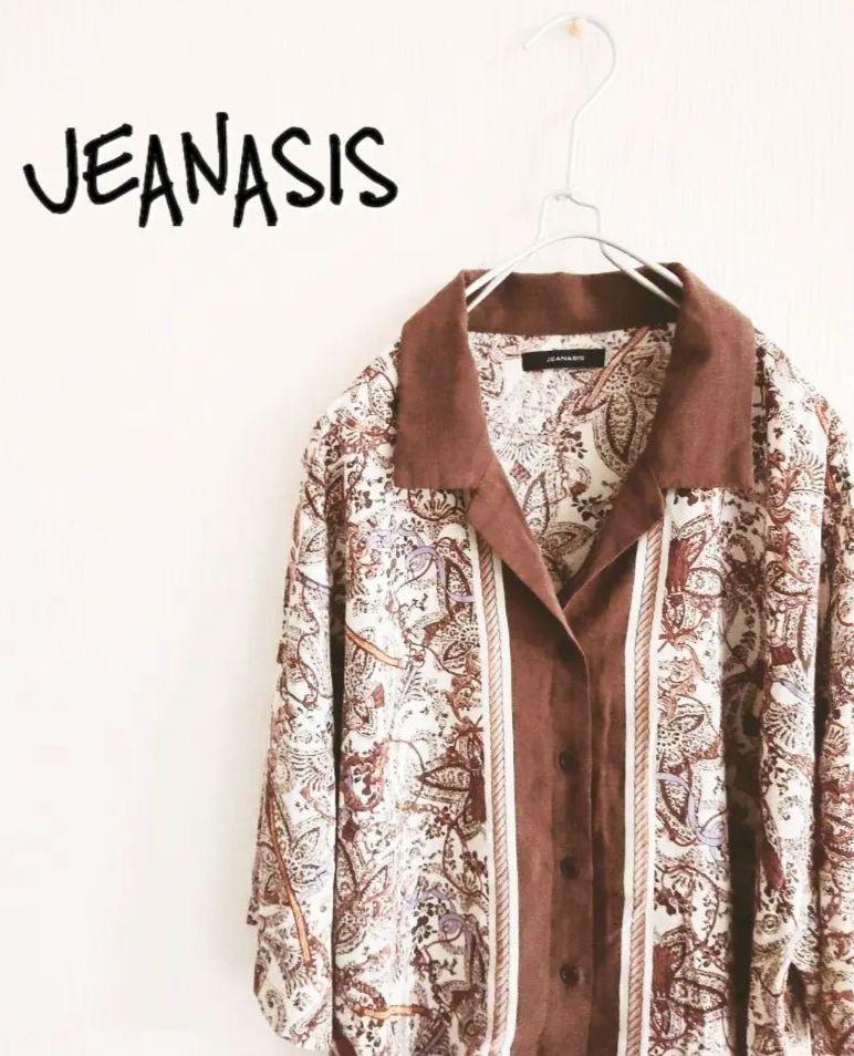 D220360 JEANASiS 総柄 レトロ 半袖シャツ