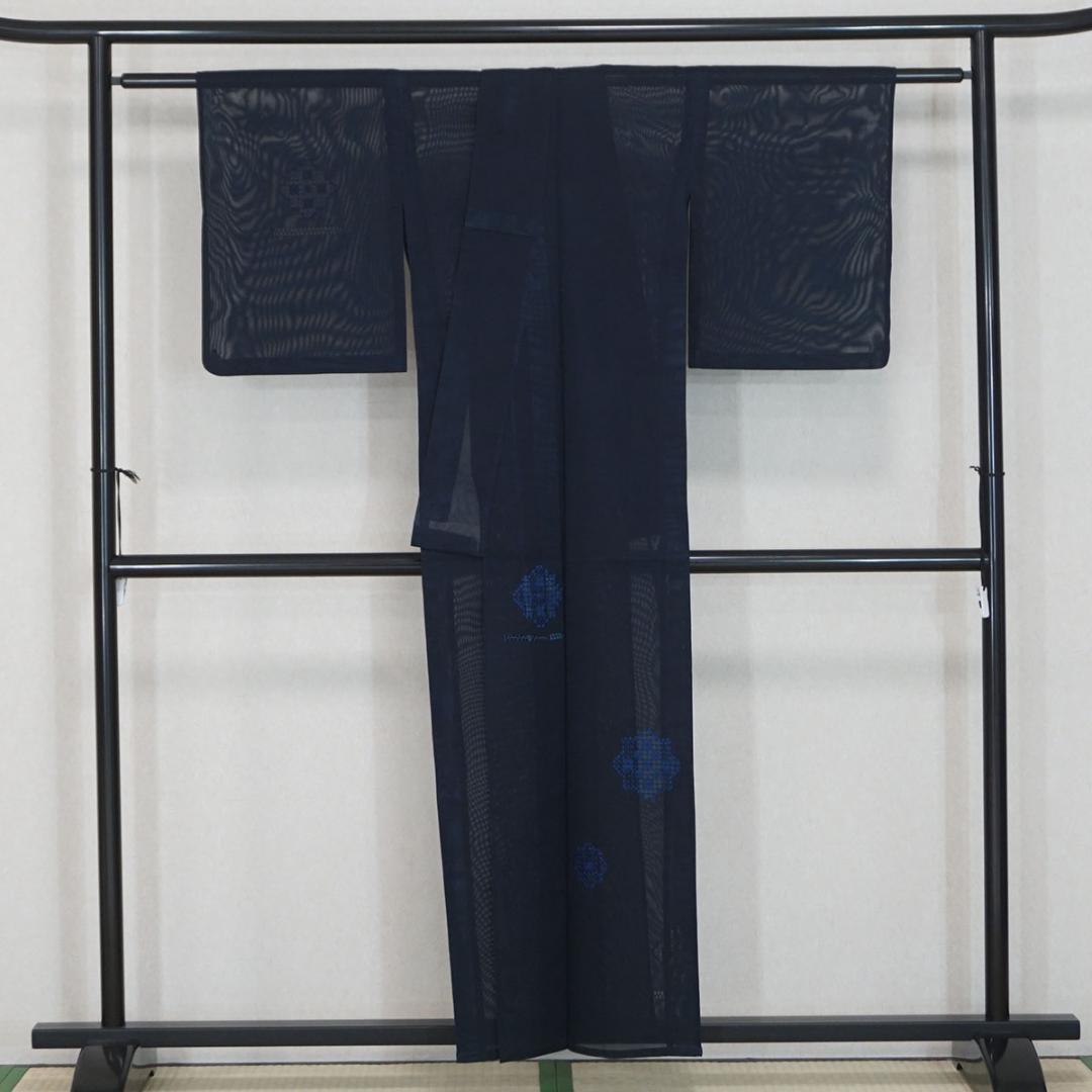 夏着物　紗　155cm　正絹紬　渋紺　お稽古　カジュアル　夏衣　a088 返品?交換対象商品】 Amazon | [きものネット商会] 夏着物 紗