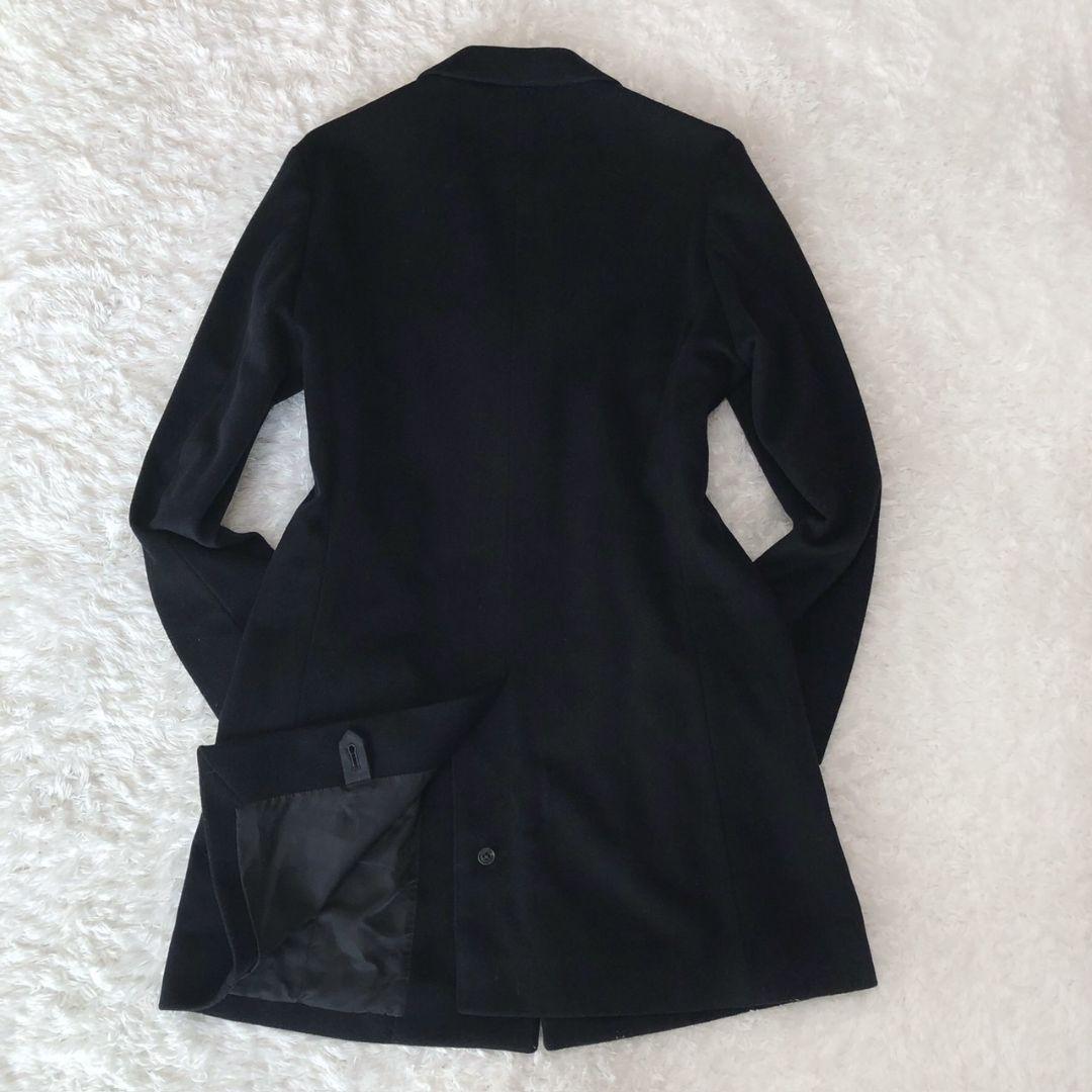 極美品 エディフィス チェスターコート ロング カシミヤ ブラック 黒 S