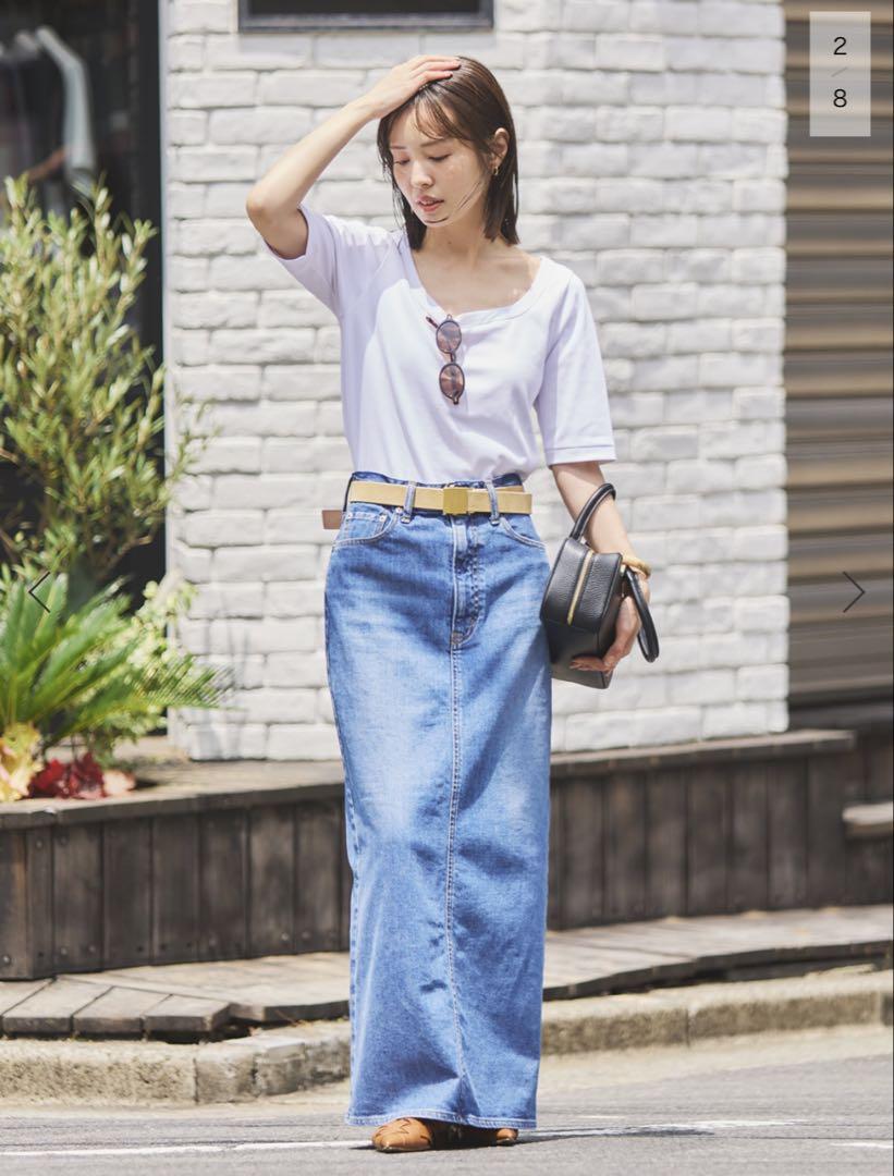 【試着のみ】NOBLEスビンコットンソフトスクエアーネックTシャツ